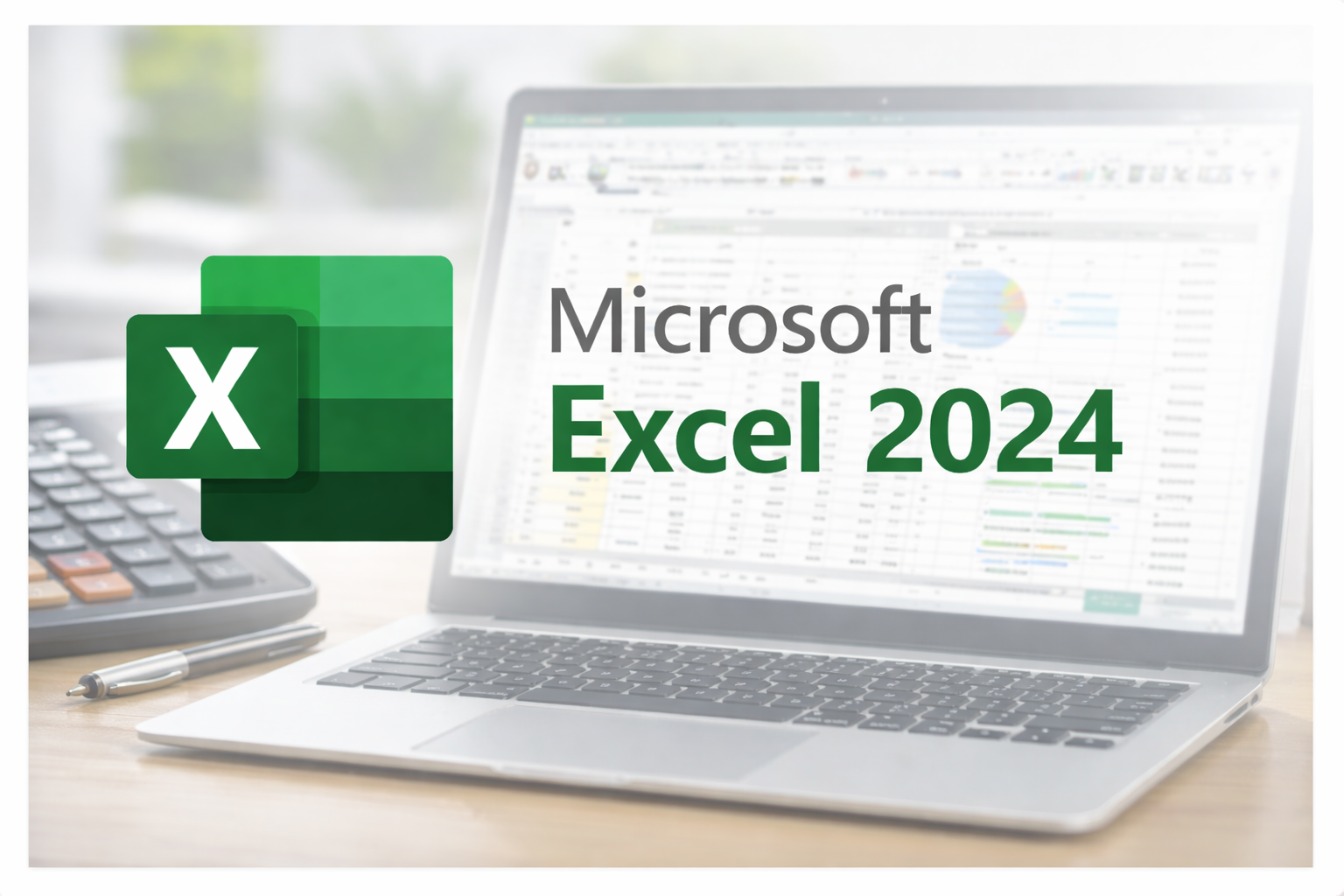 Microsoft Excel 2024 spreadsheet software on laptop displaying data analysis, financial charts, formulas and tables, Excel 2024 desktop interface with business analytics and productivity tools.